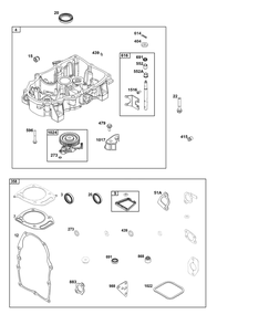 Crankcase Cover/Sump Group Diagram and Parts List for 305777-3136-G1  Briggs and Stratton Engine